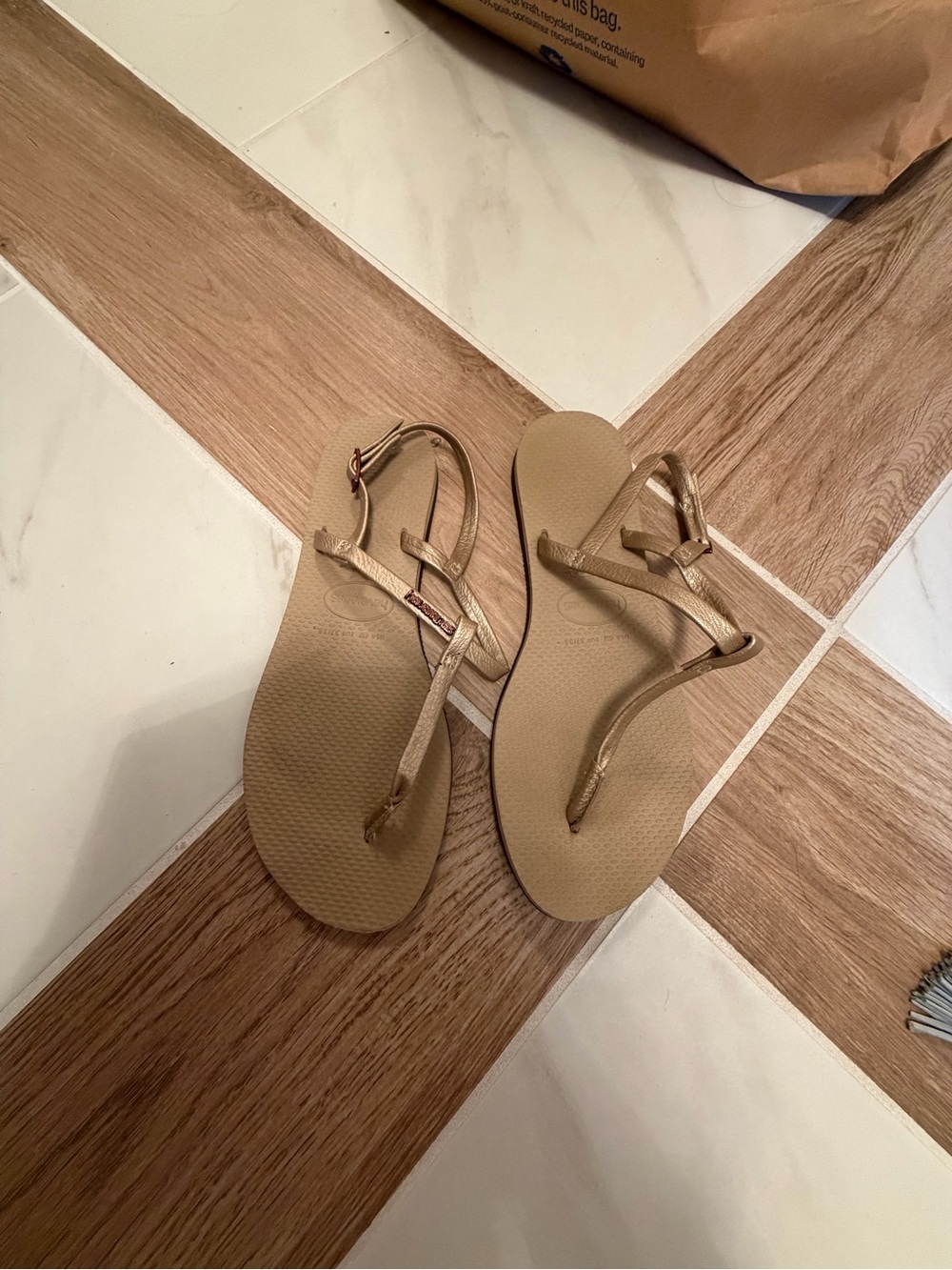 Havaianas Metallic Gold T-Strap Sandals